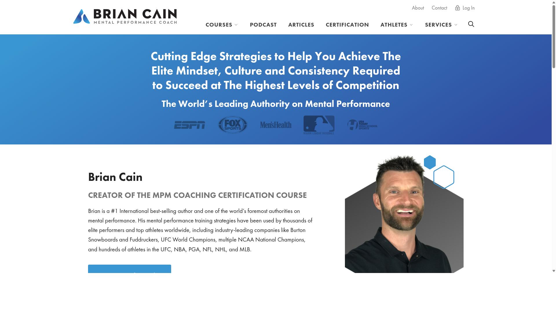 Mental Performance Mastery (MPM) by Brian Cain website